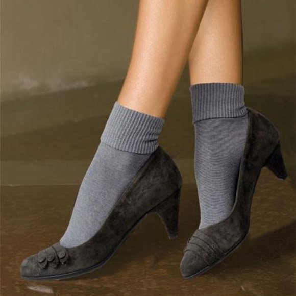 Trasparenze Giulia Cotton Sock with Turnover One Size Gry - Picture 1 of 2